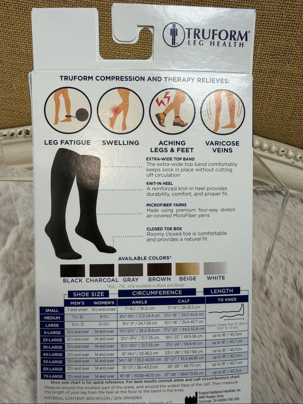 Truform | Black MicroFiber Medical Compression Socks - Firm, Unisex